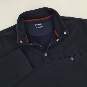 UNTUCKit Parkson Mens Large Navy Blue Quarter Snap Fleece Pullover Sweatshirt